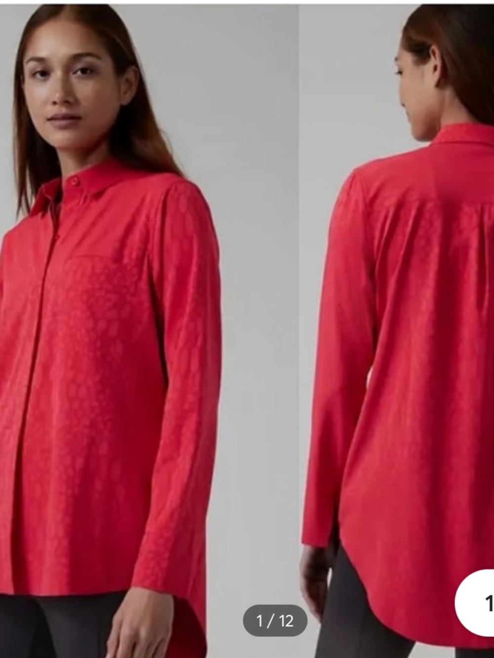 Athleta Urbanite Textured Button-Down Shirt in the color "Matador Red" Size XL